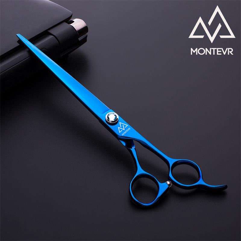 Shiny Blue Titanium Pet Grooming Shears in 8.0 Inch