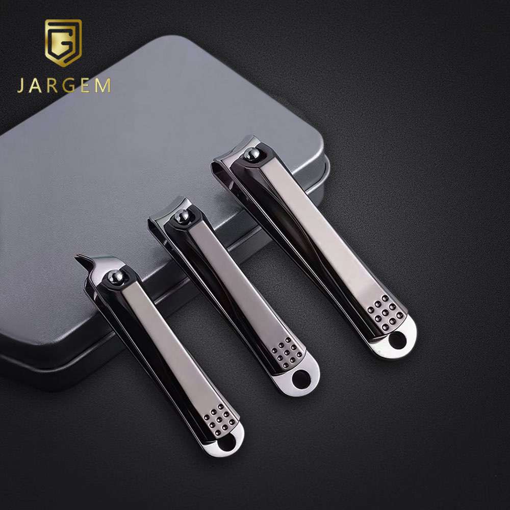 Luxury Grey Nail Cutter Zinc Alloy Nail Clipper Kits Two Times Sharpening 3PCS Sets