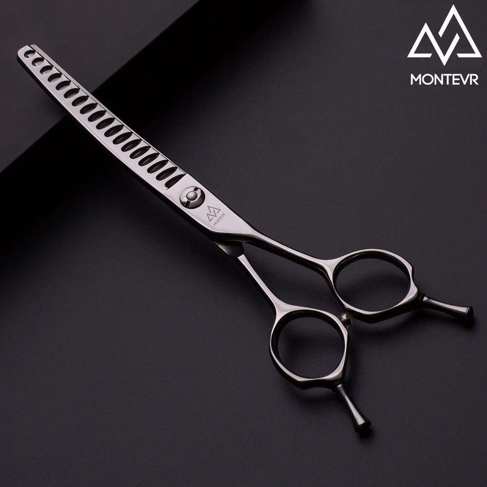 Dog Grooming Shears 18 Teeth Pet Grooming Shears Curved Chunky Dog Grooming Scissors