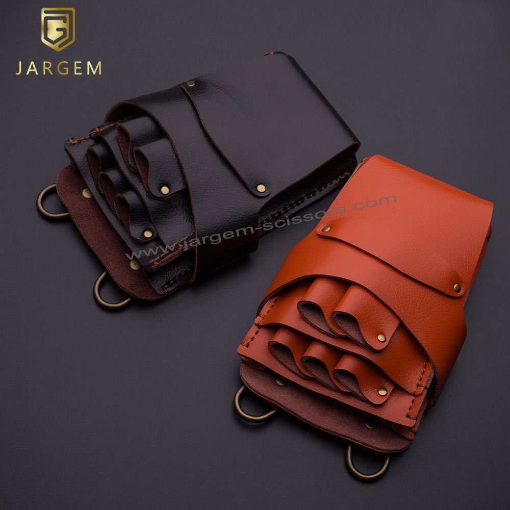 Low MOQ Hair Scissors Pouch Customized Hair Scissors Holster Genuine Leather