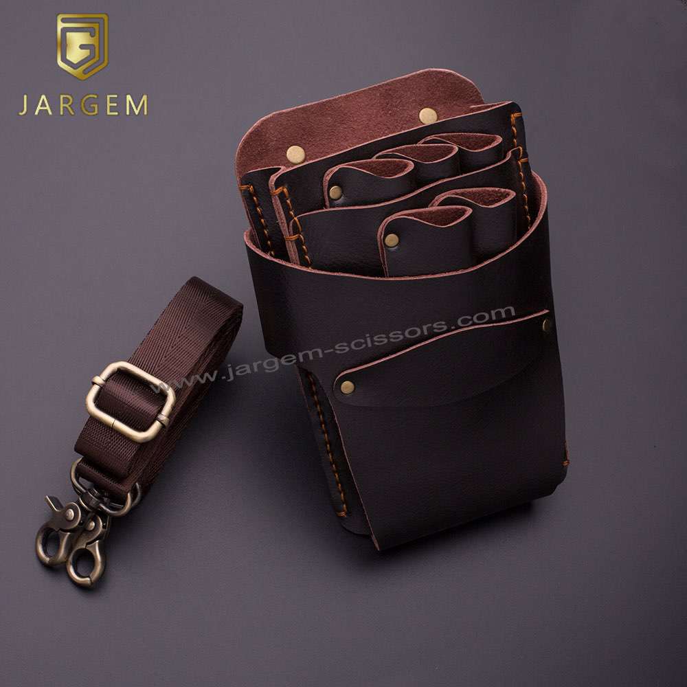 Low MOQ Hair Scissors Pouch Customized Hair Scissors Holster Genuine Leather