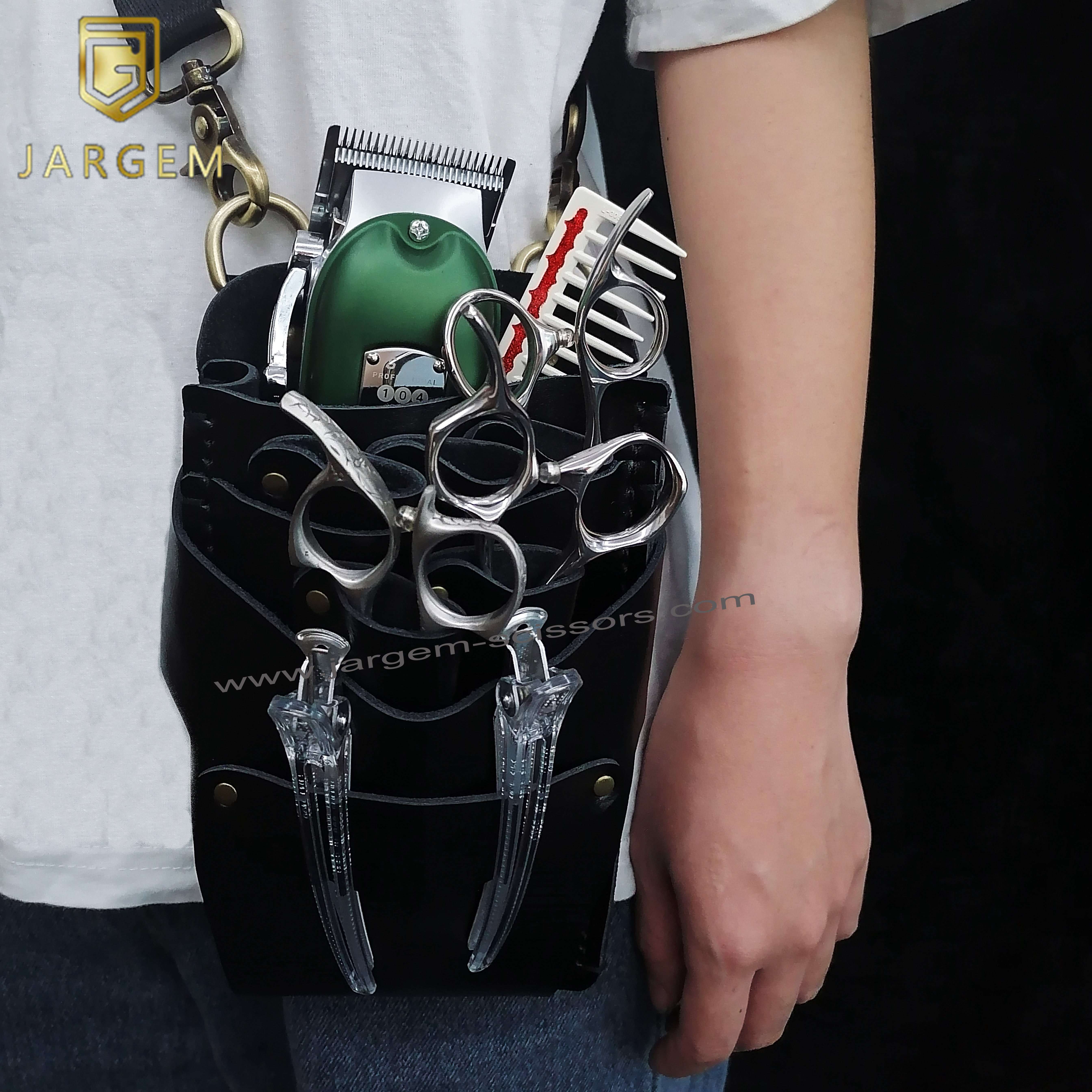 Low MOQ Hair Scissors Pouch Customized Hair Scissors Holster Genuine Leather