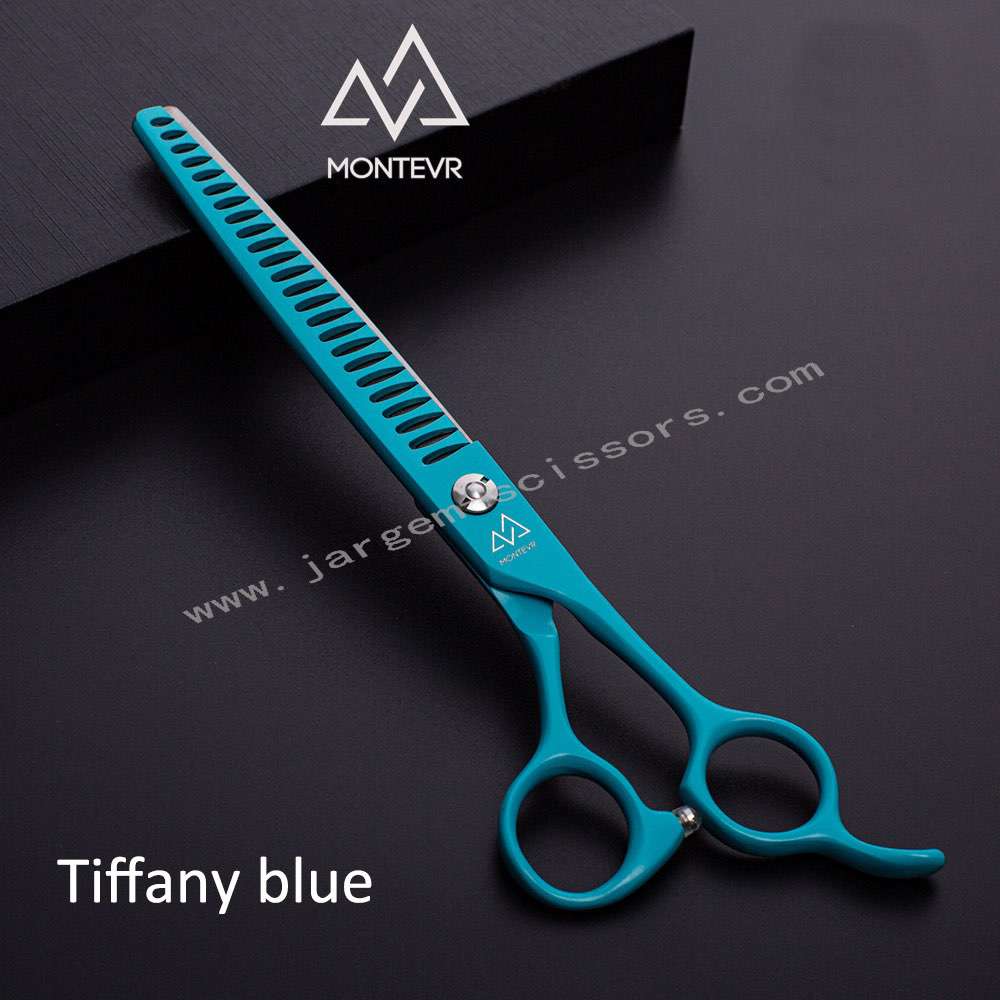 Customized Logo 7.5 Inch Blue Coating 440C Thinning Dog Grooming Scissors Pet Scissors Pet Grooming Shear For Pets