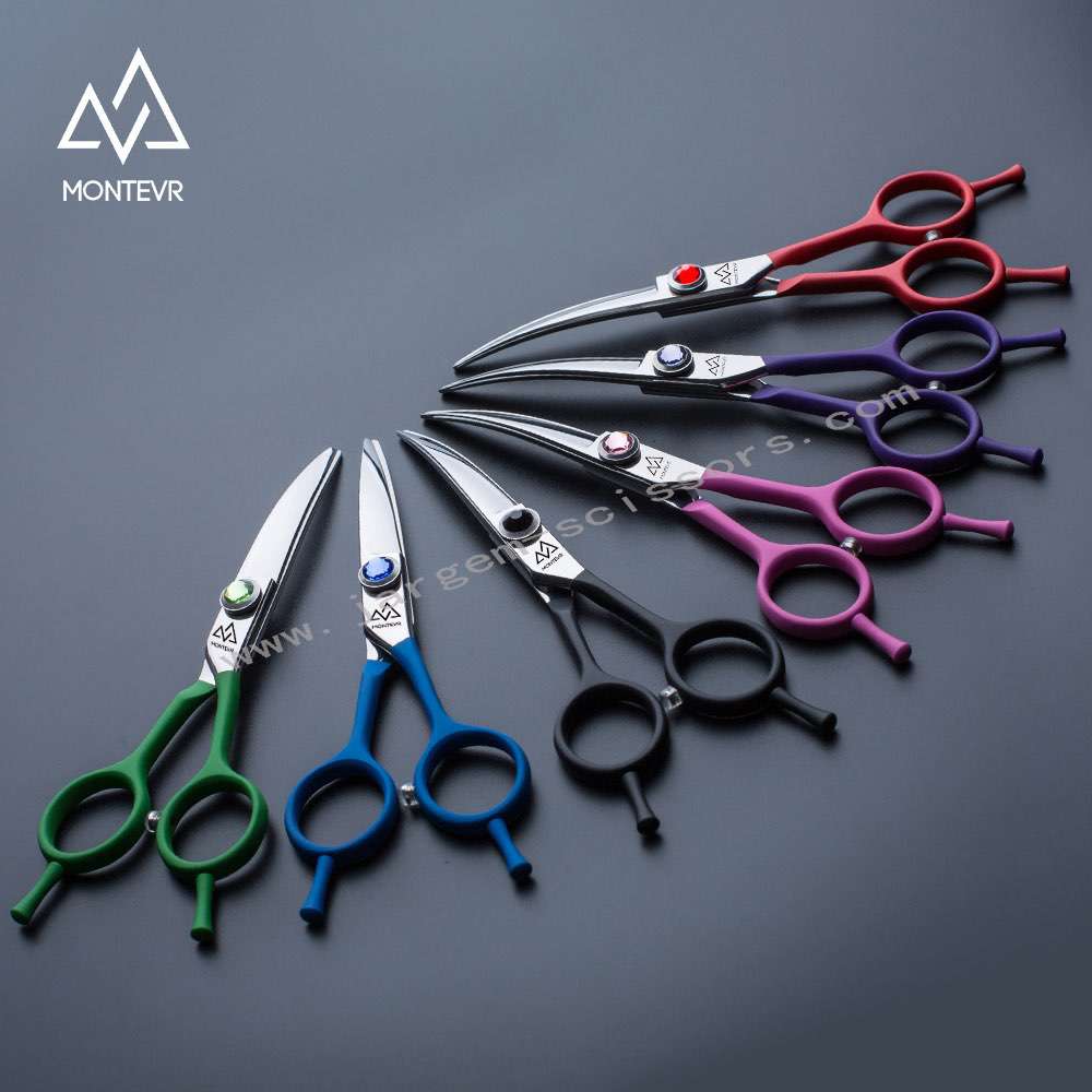 Custom Logo Red Coated Handle Pets Grooming Scissors 6.5 Inch Curved Scissors Dog Grooming Scissors