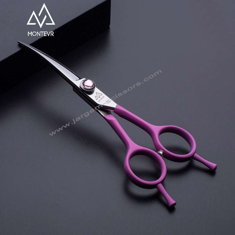 Custom Logo Red Coated Handle Pets Grooming Scissors 6.5 Inch Curved Scissors Dog Grooming Scissors
