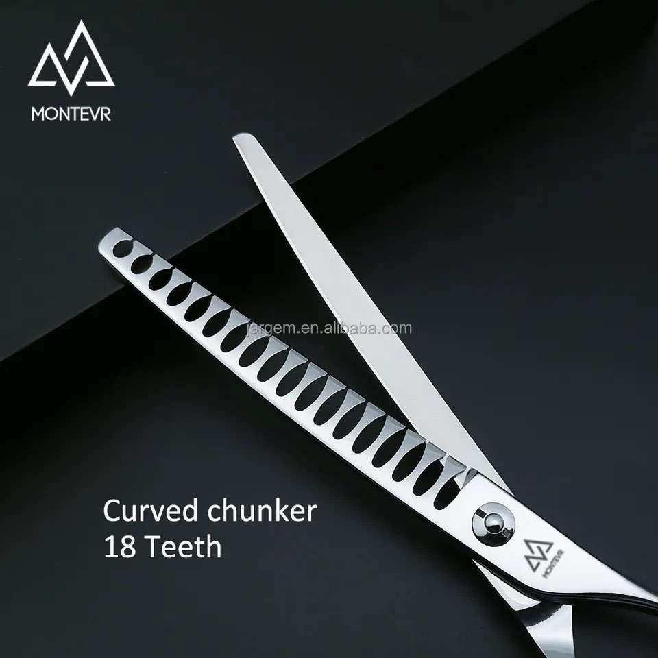Japan Professional Pet Grooming Scissors Curved Chunker Dog Grooming Scissors Pet Shears Slightly Curved Handle