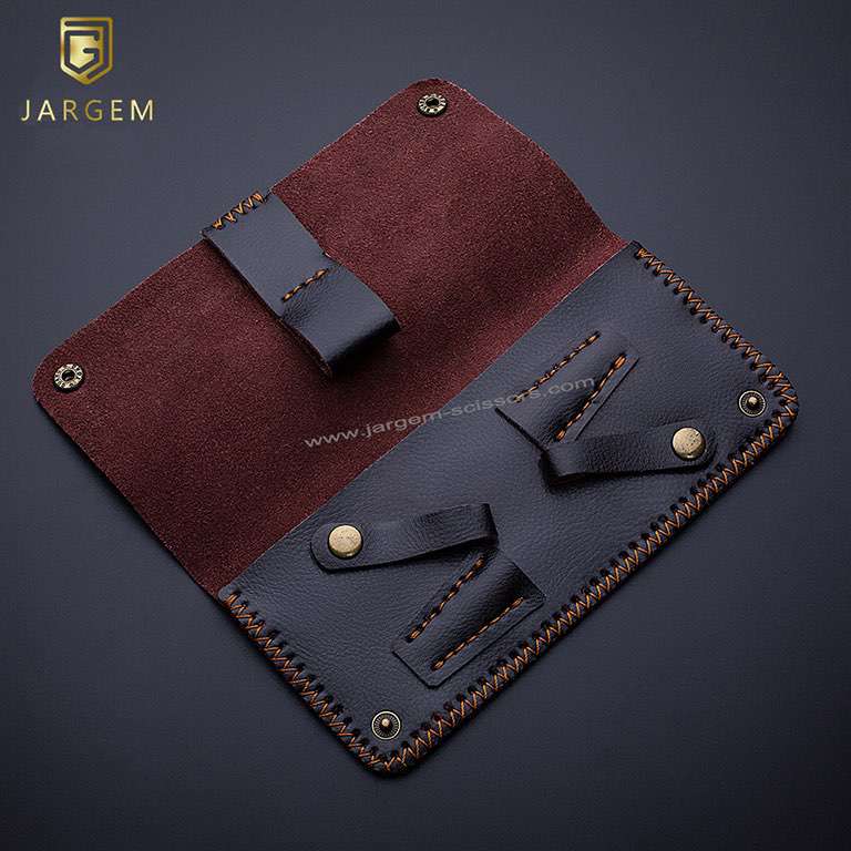 Genuine Leather Hair Scissors Case For 2 Scissors Package Logo Customized