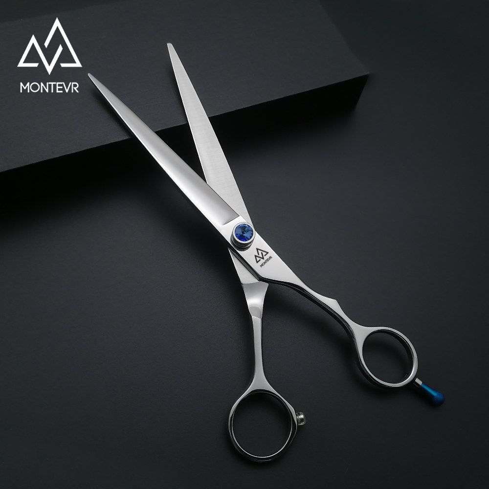 Blue Jewelry Decorative Pet Grooming Scissors 7.5 Inch Dog Grooming Scissors Adjustable Screw Pet Grooming Products