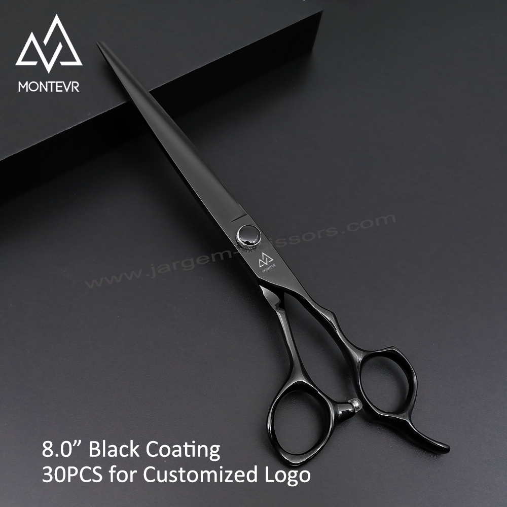 Black Coating Pet Grooming Scissors 8.0 Inch 440C Steel Dog Grooming Scissors Custom Logo Pet Grooming Products Tools
