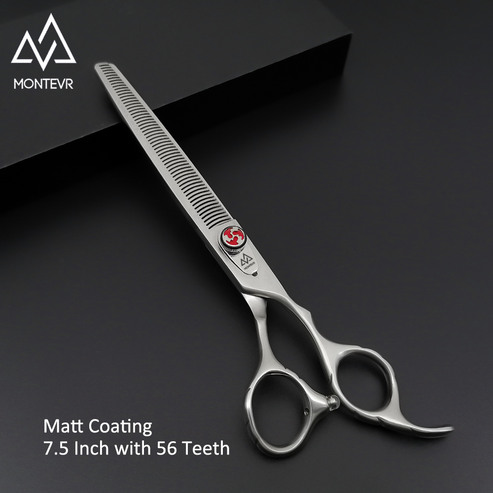 7.5 Inch 56 Teeth Pet Grooming Scissors Kit Matt Coating Style Pet Grooming Products Support Customized Logo