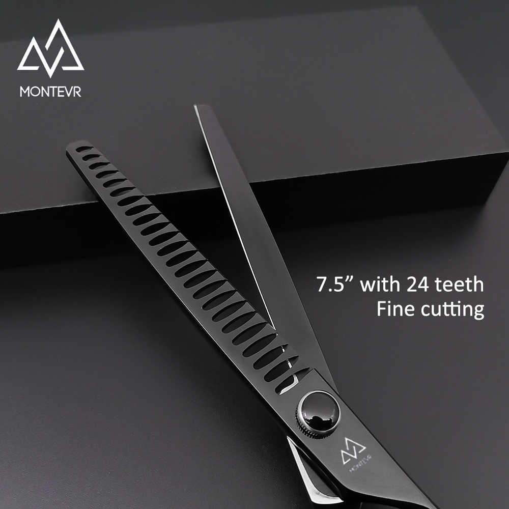 Effective Pet Grooming Products 7.5 Inch 24 Teeth Thinning Pet Grooming Scissors Kit For Dogs Cats Black Coating