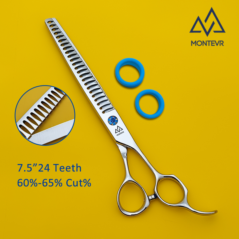 J3D-7524T | 7.5 Inch 24 Teeth | SUS 440C Pet Grooming Scissors Chunky Special Handle