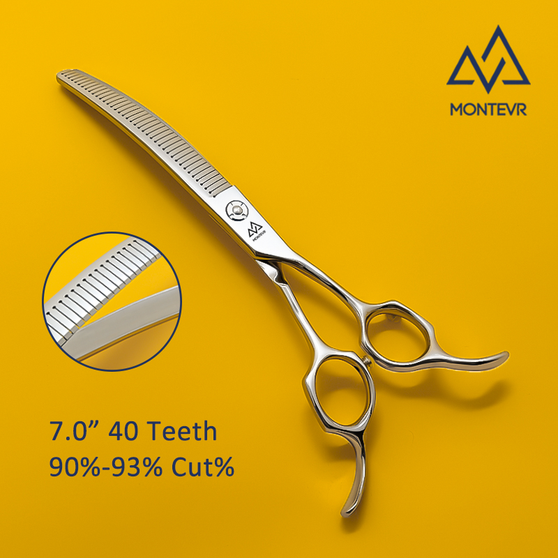 J4D-7040TQ | 7.0 Inch 40 Teeth | SUS 440C Dog Grooming Shears Curved Thinning 93% Cut%