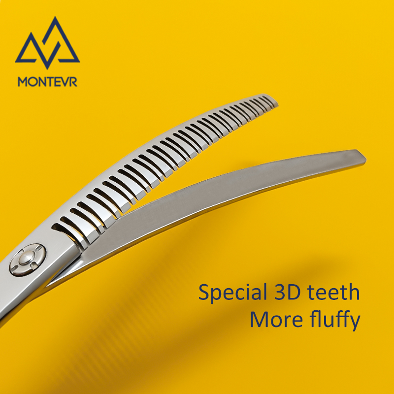 J4D-7035TQ | 7.0 Inch 35 Teeth | SUS 440C Dog Grooming Shears Curved Thinning 50% Cut%