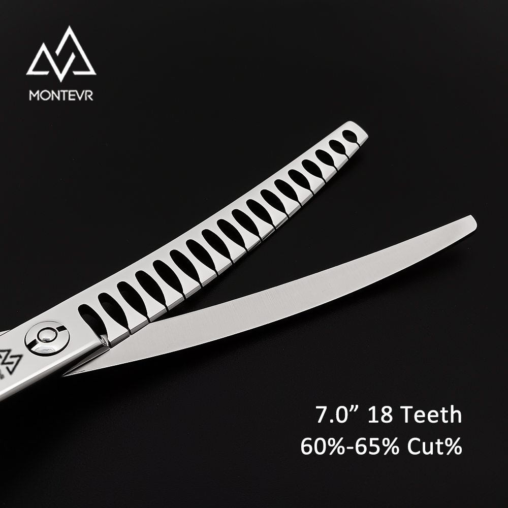 JSY-7018Q | 7.0 Inch 18Teeth| Japan 440C Pet Grooming Scissors Curved Chunker 65% Cut%