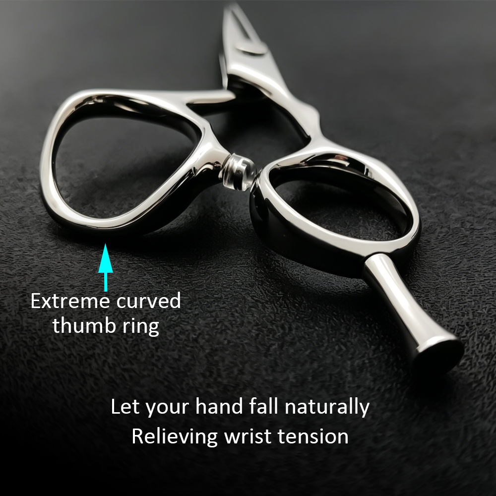 J32-575A | 5.75 Inch | Japan VG10 Extreme Curved Thumb Ring Barber Scissors Customized