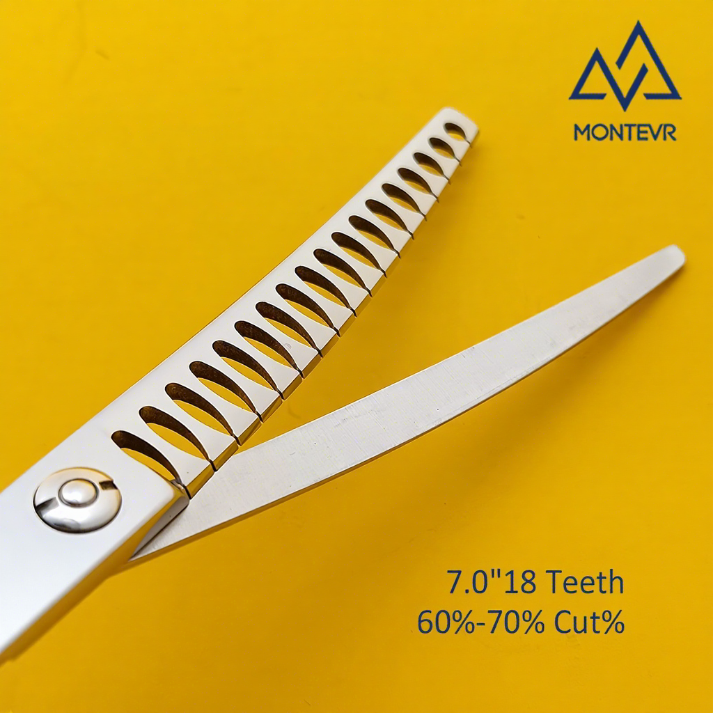 JSY-7018Q | 7.0 Inch 18Teeth| Japan VG10 Pet Grooming Scissors Curved Chunker 65% Cut%