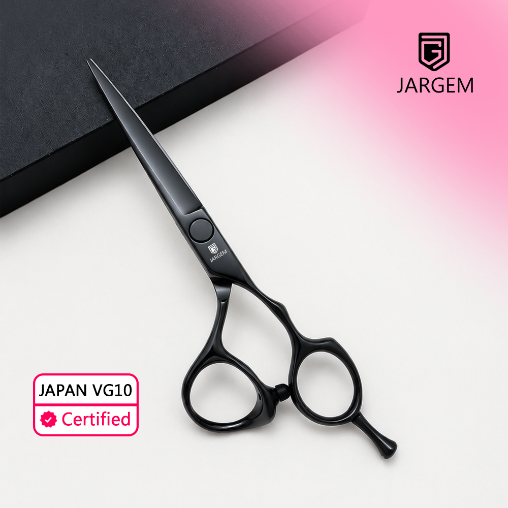 J32-575AB / 5.75 Inch / Japan VG10 / Black Super Curved Thumb Ring Hair Scissors